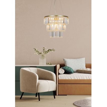 Zuma Line - Křišťálový lustr na lanku 4xE14/40W/230V zlatá