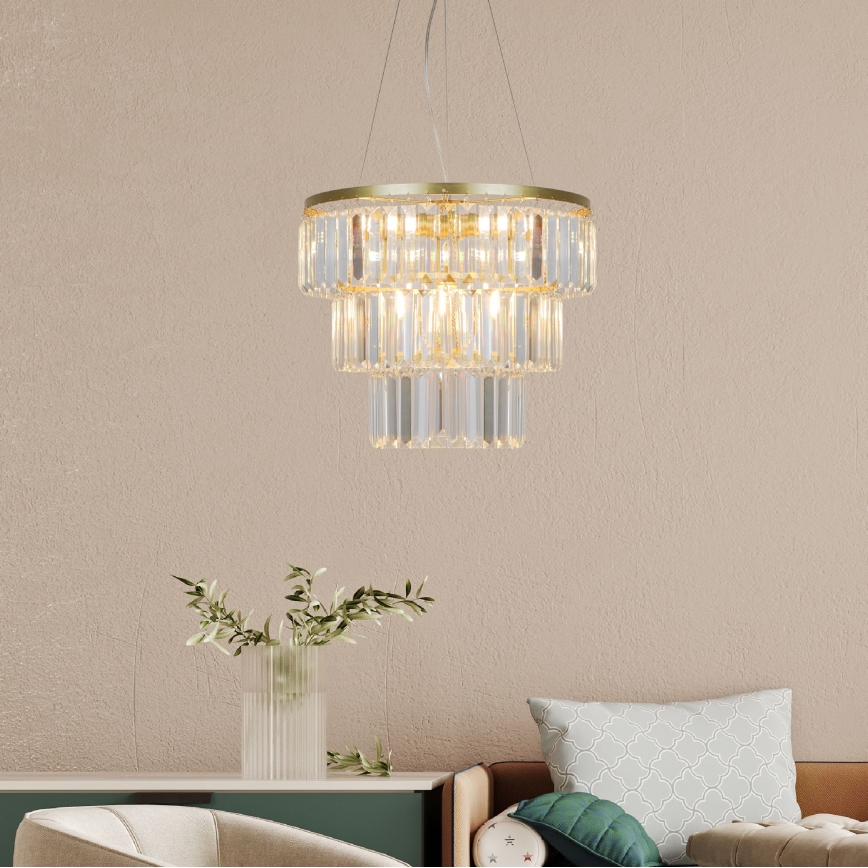 Zuma Line - Křišťálový lustr na lanku 4xE14/40W/230V zlatá