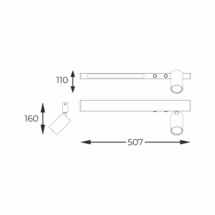 Zuma Line - LED Nástěnné bodové svítidlo 1xGU10/5W/230V + LED/8W černá