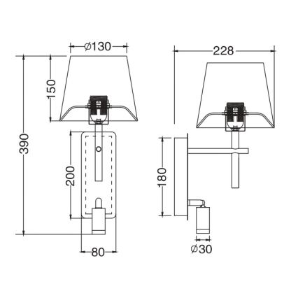 Zuma Line - LED Nástěnná lampa 1xE27/40W/230V + LED/2,5W matný chrom/bílá